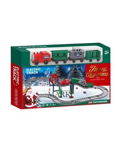 Детская игрушка новогодний рождественский поезд железная дорога «Merry Christmas» 9263-7C (AX)