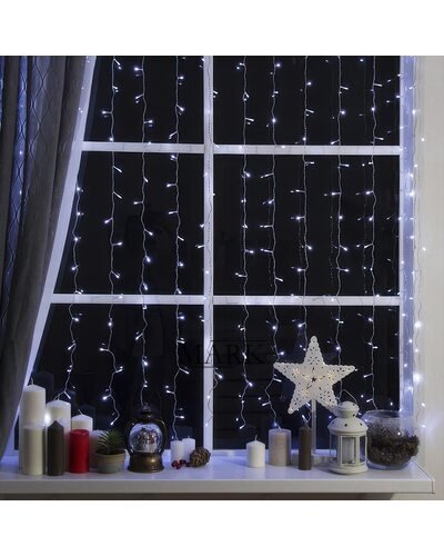Декоративная LED гирлянда-штора прозрачный провод 480 LED 220В 3х3 м Белый