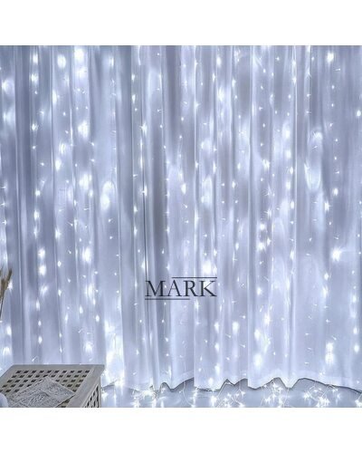 Декоративная LED гирлянда-штора прозрачный провод 480 LED 220В 3х3 м Белый