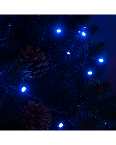 Декоративная светодиодная гирлянда на 100 LED светодиодов 8 м зеленый провод Синий