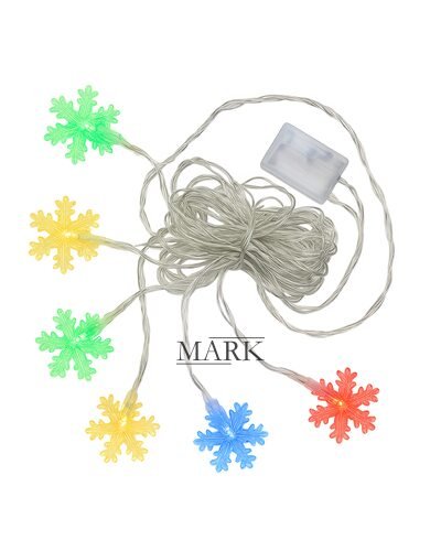 Декоративная светодиодная LED гирлянда «Снежинки» 3 метра на 3 АА батарейках Мульти (ARSH)