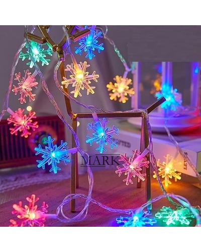 Декоративная светодиодная LED гирлянда «Снежинки» 3 метра на 3 АА батарейках Мульти (ARSH)