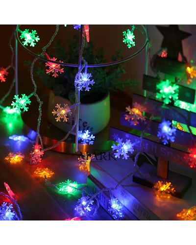Декоративная светодиодная LED гирлянда «Снежинки» 3 метра на 3 АА батарейках Мульти (ARSH)