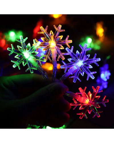 Декоративная светодиодная LED гирлянда «Снежинки» 3 метра на 3 АА батарейках Мульти (ARSH)