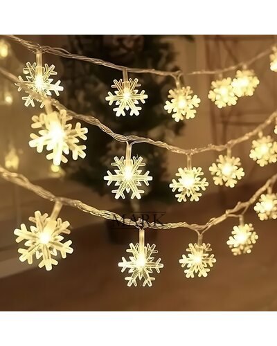 Декоративная светодиодная LED гирлянда «Снежинки» 3 метра на 3 АА батарейках Теплый белый (ARSH)