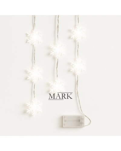 Декоративная светодиодная LED гирлянда «Снежинки» 3 метра на 3 АА батарейках Теплый белый (ARSH)