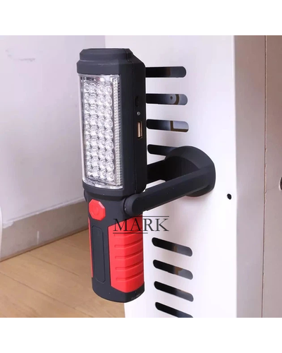 Портативный аккумуляторный фонарик с крючком для подвешивания PE-41 36+5 LED (AMN)