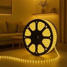 Декоративная светодиодная (LED) лента 2835×60 шт.; 4,8 Вт/м IP67 220В 50м Теплый белый (YAB)
