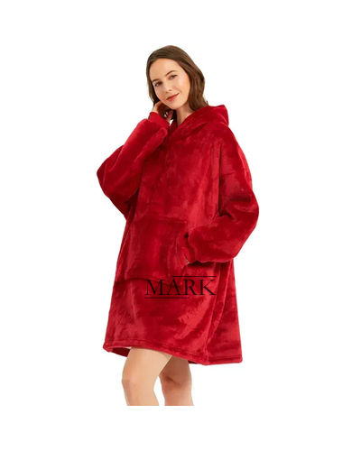 Теплая толстовка - плед с капюшоном HUGGLE HOODIE КОВДРА NM-500 Красный