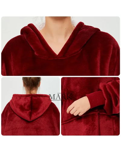 Теплая толстовка - плед с капюшоном HUGGLE HOODIE КОВДРА NM-500 Красный