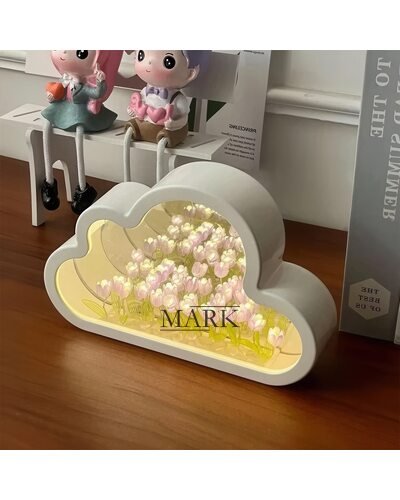 Набор для сборки светодиодный настольный ночник «Облако и тюльпаны» с зеркалом (AX)