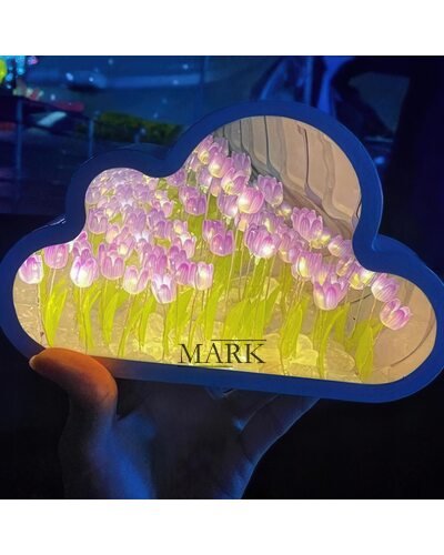 Набор для сборки светодиодный настольный ночник «Облако и тюльпаны» с зеркалом (AX)