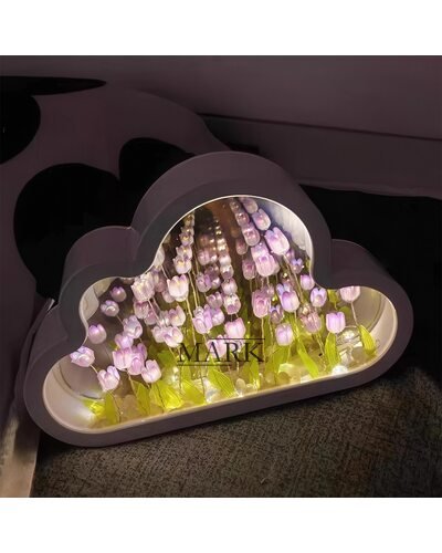 Набор для сборки светодиодный настольный ночник «Облако и тюльпаны» с зеркалом (AX)