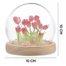 Настольный светодиодный ночник-колба на деревянной подставке «Тюльпаны в колбе» (умелые ручки) (AX)