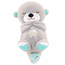 Успокаивающая мягкая игрушка-обнимашка для детей ночник для сна с функцией дыхания "Сказочная выдра" Светло-серый (HA-400)
