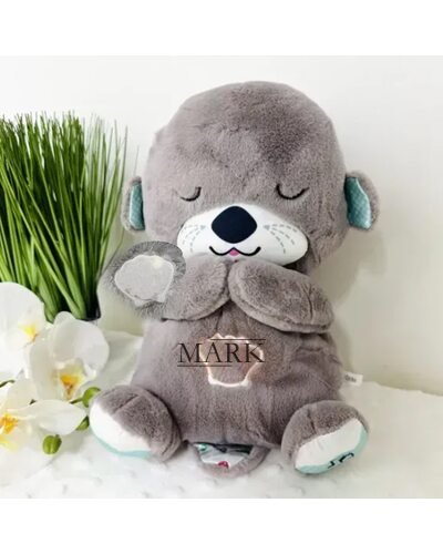 Успокаивающая мягкая игрушка-обнимашка для детей ночник для сна с функцией дыхания "Сказочная выдра" Кофейный (HA-400)