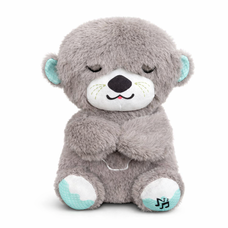 Успокаивающая мягкая игрушка-обнимашка для детей ночник для сна с функцией дыхания "Сказочная выдра" Серый (HA-400)