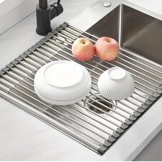 Кухонна складна сушарка для посуду на раковину KitchenWare EasyDry 37х22 см Сіра (HA-359)