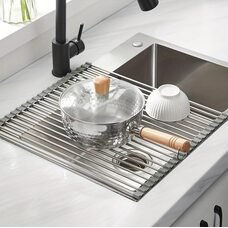 Кухонна складна сушарка для посуду на раковину KitchenWare EasyDry 37х22 см Сіра (HA-359)
