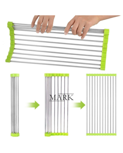 Кухонная складная сушка для посуды на раковину KitchenWare EasyDry 37х22 см Зеленая (HA-359)