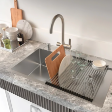 Кухонна складна сушарка для посуду на раковину KitchenWare EasyDry 37х22 см Чорна (HA-359)