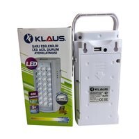 Кемпінговий акумуляторний світлодіодний ліхтарик-повербанк з зарядкою "Klaus" 24LED 4000mA 6V