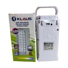 Кемпінговий акумуляторний світлодіодний ліхтарик-повербанк з зарядкою "Klaus" 24LED 4000mA 6V