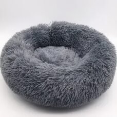 Пушиста кругла лежака пуфик для тварин, собак, кішок MA819 50см Сірий (ARSH)