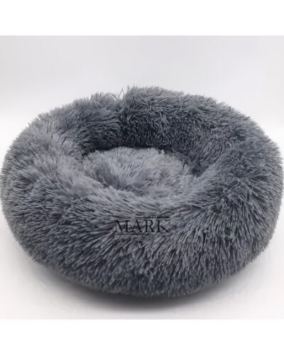 Пушистая круглая лежака пуфик для животных, собак, кошек MA819 50см Серый (ARSH)