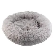 Пушиста кругла лежака пуфик для тварин, собак, кішок MA819 50см Сірий (ARSH)