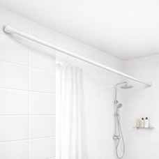 Раздвижной алюминиевый карниз для ванной комнаты с резиновыми накладками 110-200 см Белый
