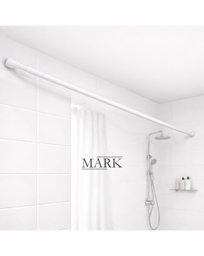 Раздвижной алюминиевый карниз для ванной комнаты с резиновыми накладками 110-200 см Белый