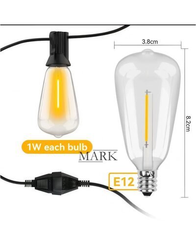 Декоративная светодиодная гирлянда с соединителем питания от сети 220В 10 метров, 25 LED MA718 (ARSH)