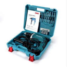 Ударний дриль з набором свердел, біт, каміння, кейс для зберігання MAKITA HP1630 (710 ВТ, 0-3200 об./хв.)  