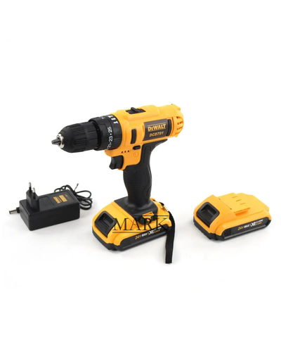 Ударный аккумуляторный беспроводной шуруповерт с инструментами и кейсом для хранения 2 аккумулятора в комплекте DeWALT DCD791 (24V, 5AH)