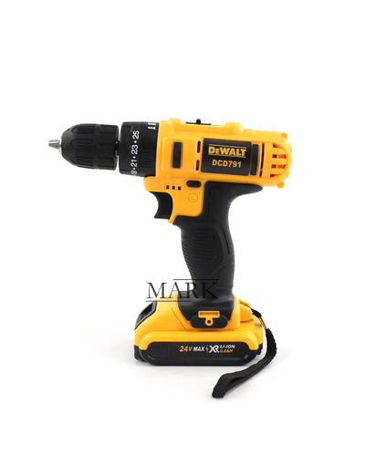Ударный аккумуляторный беспроводной шуруповерт с инструментами и кейсом для хранения 2 аккумулятора в комплекте DeWALT DCD791 (24V, 5AH)