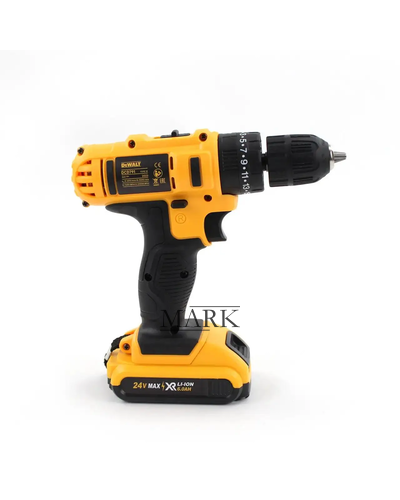 Ударный аккумуляторный беспроводной шуруповерт с инструментами и кейсом для хранения 2 аккумулятора в комплекте DeWALT DCD791 (24V, 5AH)