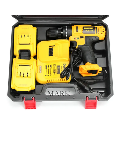 Аккумуляторный беспроводной шуруповерт с набором инструментов и кейсом для хранения 2 аккумулятора в комплекте DeWALT DCD771 (24V, 6AH) Аккумуляторный беспроводной шуруповерт с набором инструментов и кейсом для хранения 2 аккумулятора в комплекте DeWALT DCD771 (24V, 6AH)