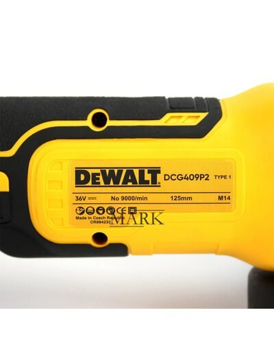 Аккумуляторная угловая шлифмашина DeWalt DCG409P2 (36V, 5AH) 800 Вт, 9000 об/хв Аккумуляторная угловая шлифмашина DeWalt DCG409P2 (36V, 5AH) 800 Вт, 9000 об/хв