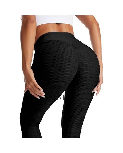 Спортивные женские антицеллюлитные лосины в рубчике с эффектом Push Up XXL (TV-802) Черный