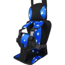 Універсальне безкаркасне дитяче автокрісло з підголовником та ременями від 1 до 5 років Синій з зірками (ЖЯ)