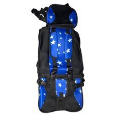 Універсальне безкаркасне дитяче автокрісло з підголовником та ременями від 1 до 5 років Синій з зірками (ЖЯ)