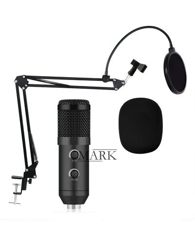 Студийный микрофон с кронштейном со стойкой и ветрозащитой Music DJ. M 800U Черный (ЖЯ)