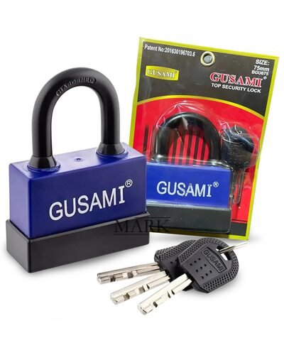 Дисковый навесной влагозащищенный замок для двери Gusami BGU-675 75мм синий (ЖЯ)