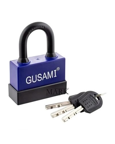 Дисковый навесной влагозащищенный замок для двери Gusami BGU-675 75мм синий (ЖЯ)