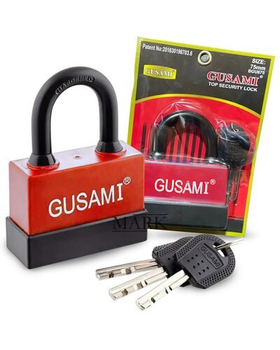 Дисковый навесной влагозащищенный замок для двери Gusami BGU-675 75мм Красный (ЖЯ)