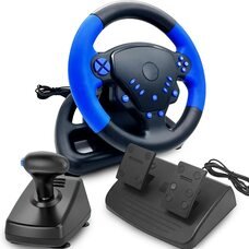 Геймерське ігрове кермо з коробкою передач та подвійною системою вібровіддачі Wireless 4в1 (ЖЯ)