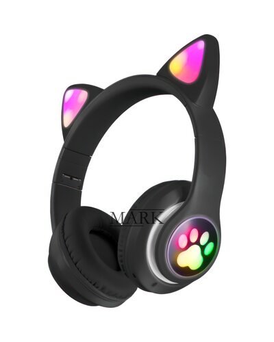Беспроводные складные TWS bluetooth наушники с кошачьими ушками Cat STN-28 Черный + карта памяти на 16 Гб