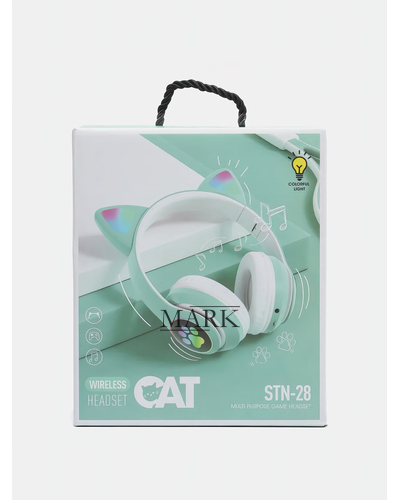 Беспроводные складные TWS bluetooth наушники с кошачьими ушками Cat STN-28 Бирюзовый + карта памяти на 16 Гб Беспроводные складные TWS bluetooth наушники с кошачьими ушками Cat STN-28 Бирюзовый + карта памяти на 16 Гб