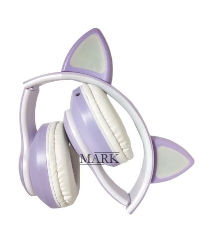 Беспроводные складные TWS bluetooth наушники с кошачьими ушками Cat STN-28 Фиолетовый + карта памяти на 32 Гб